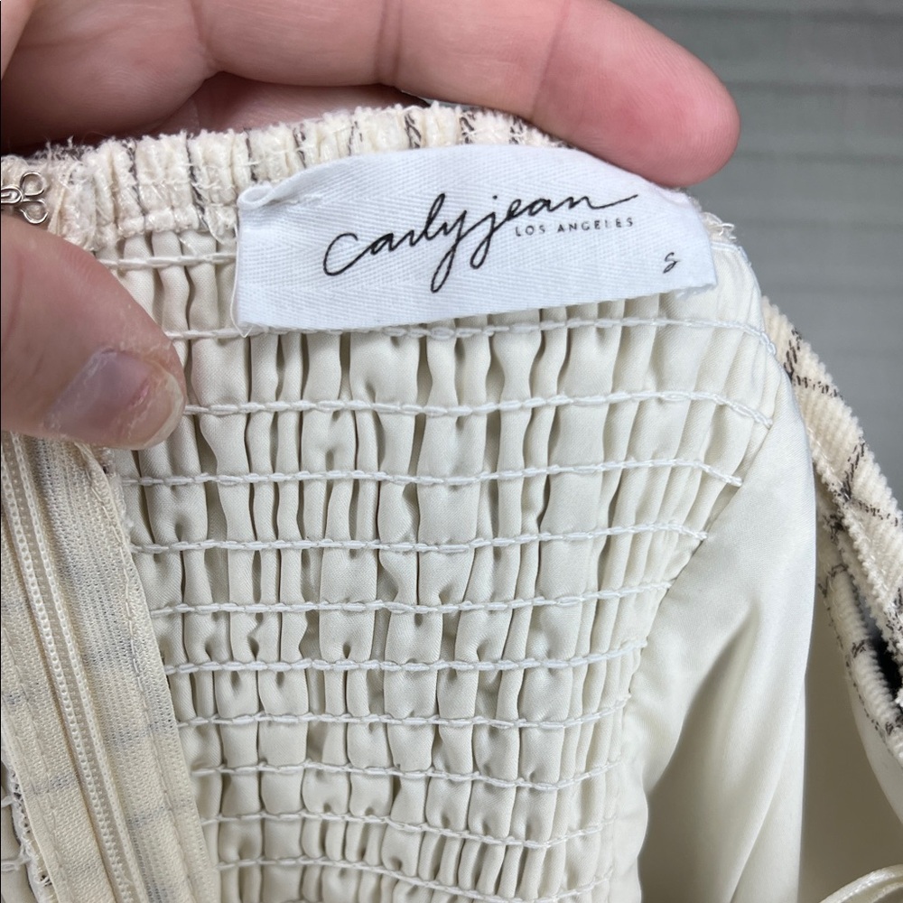 Carly Jean Cream Plaid Spaghetti-Strap Midi Dress - Picture 3 of 4